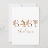 Boho Pampas Grass Baby Girl Name Baby Shower 招待状 (裏面)