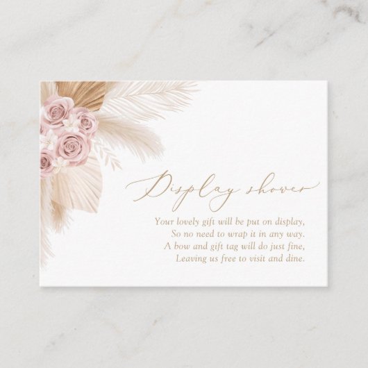 Boho Pampas Grass Baby Showerディスプレイシャワー エンクロージャーカード (正面)