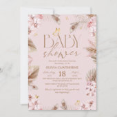 Boho Pampas Grass Baby Shower 招待状 (正面)