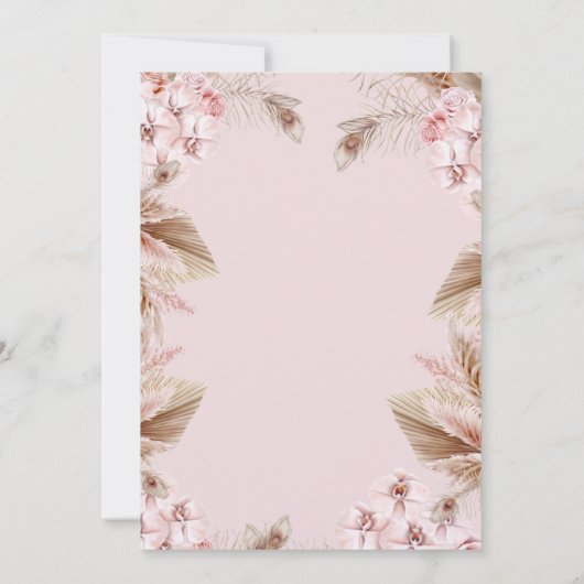  Boho Pampas Grass Baby Shower 招待状 (裏面)