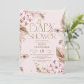  Boho Pampas Grass  Baby Shower  招待状 (スタンド正面)