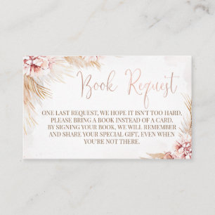 Boho Pampas Grass Baby Shower Book Request Insert 名刺