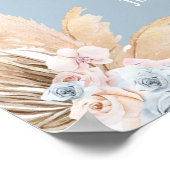 Boho Pampas Grass Baby Shower Boy Welcome sign ポスター (角)