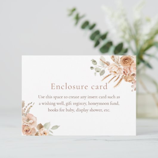 Boho Pampas Grass Baby Shower Enclosure Card 招待状 (スタンド正面)