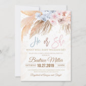Boho Pampas Grass Baby Shower Gender招待状 招待状 (正面)