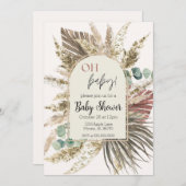 Boho Pampas Grass Baby Shower Invitation | Neutral 招待状 (正面/裏面)