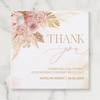 Boho Pampas Grass Baby Shower Thank You フェイバータグ