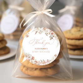 Boho Pampas Grass Baby Shower Thank You ラウンドシール