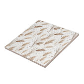 Boho Pampas Grass Beige Brown Star Pattern (1) タイル (側面)