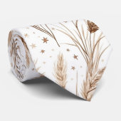 Boho Pampas Grass Beige Brown Star Pattern (1) ネクタイ (ロール)