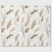 Boho Pampas Grass Beige Brown Star Pattern (1) ラッピングペーパー (フラット)