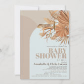 Boho Pampas Grass Blue Baby Shower by Mail 招待状 (正面)