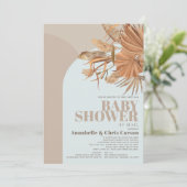 Boho Pampas Grass Blue Baby Shower by Mail 招待状 (スタンド正面)