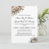 Boho Pampas Grass Blue Florals Elegant 招待状 (スタンド正面)