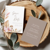 Boho Pampas Grass Blush Orchid Save the Dave Card 招待状