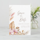 Boho Pampas Grass Blush Orchid Save the Dave Card 招待状 (スタンド正面)