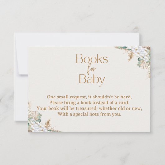 Boho Pampas Grass Books for Baby Card | Neutral サンキューカード (正面)