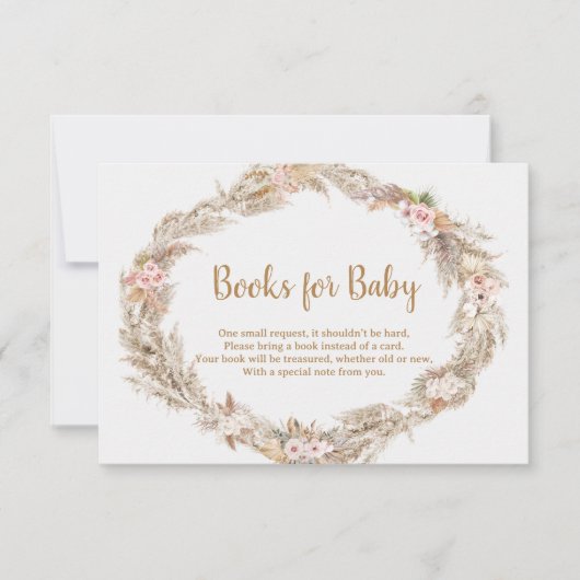 Boho Pampas Grass Books for Baby Card | Neutral サンキューカード (正面)
