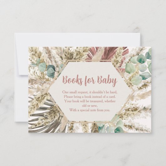 Boho Pampas Grass Books for Baby Card | Neutral サンキューカード (正面)