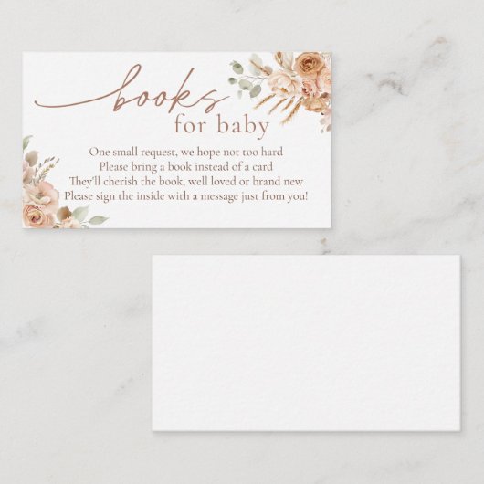 Boho Pampas Grass Books for Baby insert card エンクロージャーカード (正面/裏面)