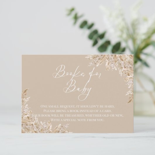 Boho Pampas Grass Books for Baby Insert | Neutral サンキューカード (スタンド正面)