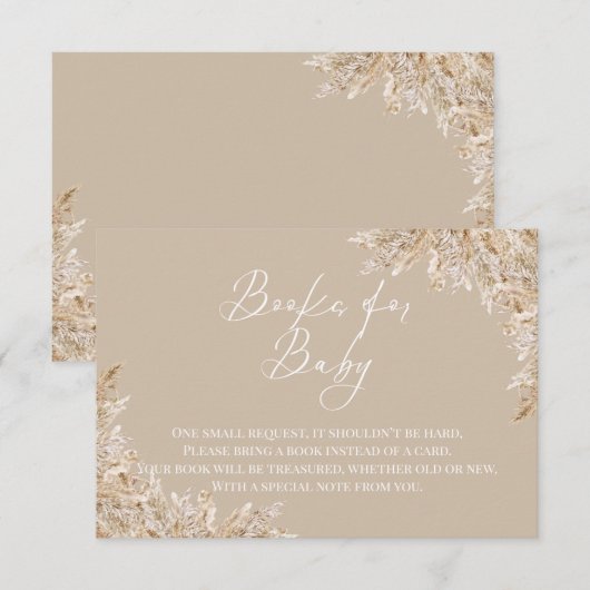 Boho Pampas Grass Books for Baby Insert | Neutral サンキューカード (正面/裏面)