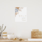 Boho Pampas Grass Boy Baby Showerウェルカムサイン ポスター (キッチン)