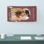 Boho Pampas Grass Burgundy写真卒業バナー 横断幕 (トレードショー)