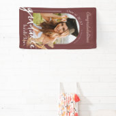 Boho Pampas Grass Burgundy写真卒業バナー 横断幕 (インサイチュ)