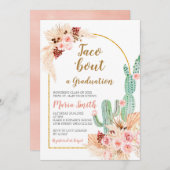 Boho Pampas Grass cactus Taco卒業の話 招待状 (正面/裏面)