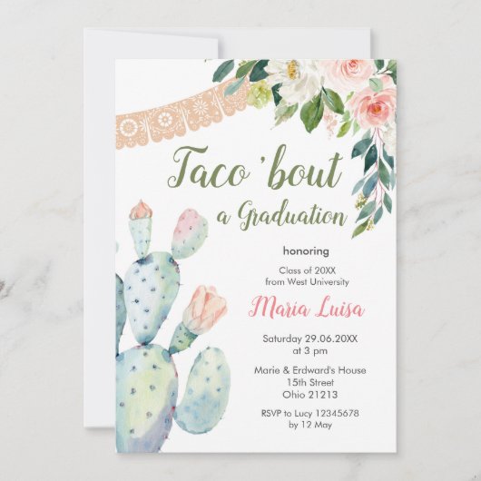 Boho Pampas Grass Cactus Taco'bout a Sagulation  招待状 (正面)