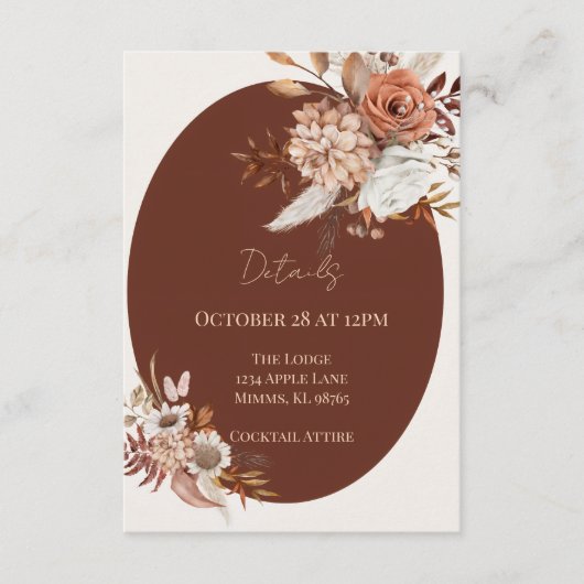 Boho Pampas Grass Details Card – Neutral Event エンクロージャーカード (正面)