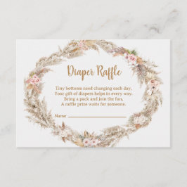 Boho Pampas Grass Diaper Raffle Card | Dusty Rose エンクロージャーカード