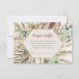 Boho Pampas Grass Diaper Raffle Card | Neutral サンキューカード