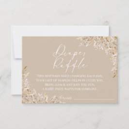Boho Pampas Grass Diaper Raffle Card | Neutral サンキューカード