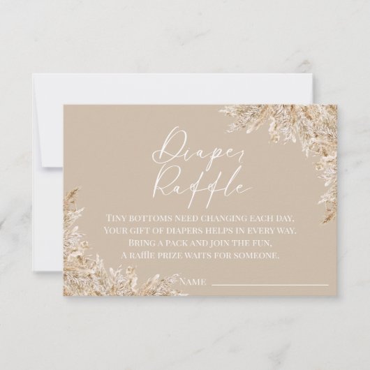 Boho Pampas Grass Diaper Raffle Card | Neutral サンキューカード (正面)
