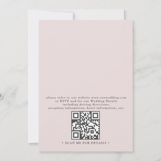 Boho Pampas Grass Dusty Floral QR Code Wedding 招待状 (裏面)