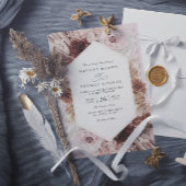 Boho Pampas Grass Dusty Floral QR Code Wedding 招待状