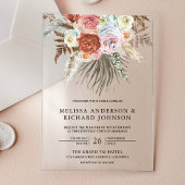 Boho Pampas Grass Earthy Floral Terracotta Wedding アクリル招待状