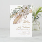 Boho Pampas Grass & Floral Bridal Shower 招待状 (スタンド正面)