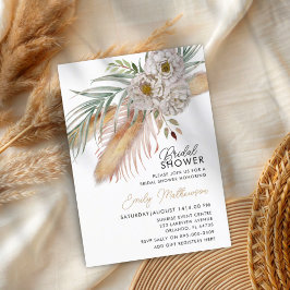 Boho Pampas Grass & Floral Bridal Shower 招待状