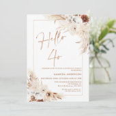 Boho Pampas Grass Frameこんにちは40th Birthday 招待状 (スタンド正面)