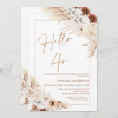 Boho Pampas Grass Frameこんにちは40th Birthday 招待状 (正面/裏面)