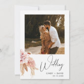 Boho Pampas Grass Frame書道結婚ズ 招待状 (裏面)