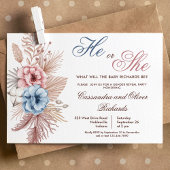 Boho Pampas Grass Gender Reveal 招待状