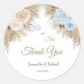 Boho Pampas Grass Gender Reveal Thank you ラウンドシール (正面)