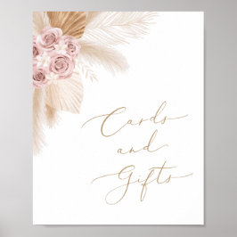 Boho Pampas Grass Girl Baby Showerカードとギフト ポスター