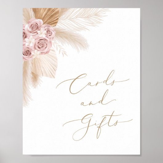 Boho Pampas Grass Girl Baby Showerカードとギフト ポスター (正面)