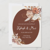 Boho Pampas Grass Invitation – Neutral Florals 招待状 (正面)