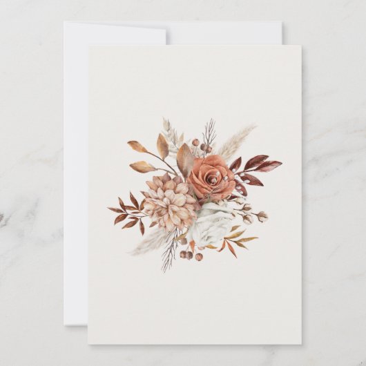 Boho Pampas Grass Invitation – Neutral Florals 招待状 (裏面)